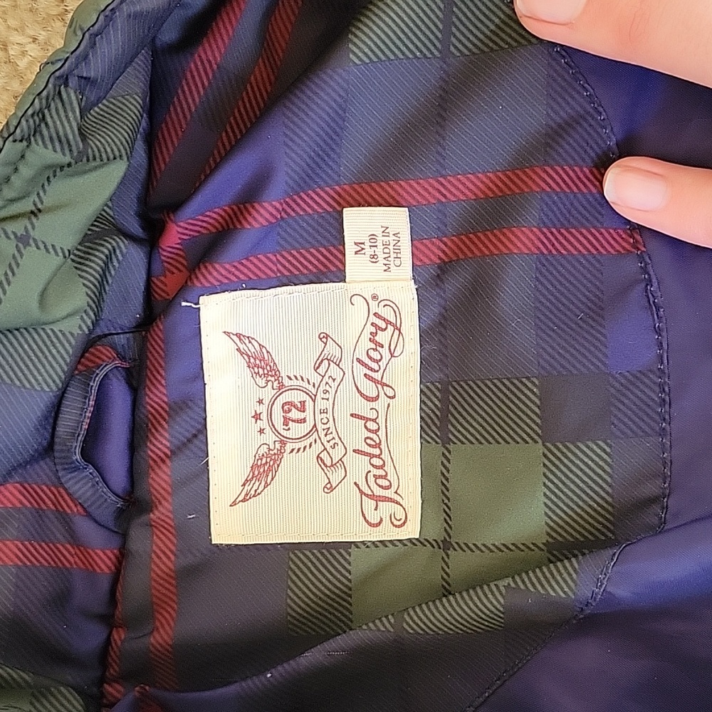Blue Red and Green Plaid Hipster Winter Coat - Picture 3 of 4